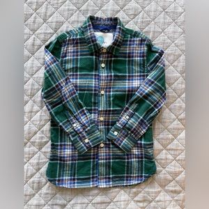 Mini Boden Green Plaid Flannel Shirt, Size 6-7, Excellent Condition
